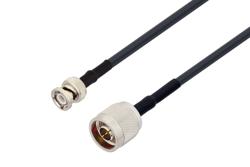 PE3C1553/HS - Fire Rated BNC Male to N Male Low Loss Cable Using LMR-195-FR Coax with HeatShrink