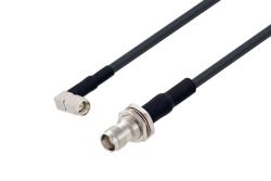 PE3C1709LF/HS - Fire Rated SMA Male Right Angle to TNC Female Bulkhead Low Loss Cable Using LMR-195-FR Coax with HeatShrink, LF Solder