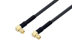 PE3C1732/HS - SMA Male Right Angle to SMA Male Right Angle Low Loss Cable Using LMR-240-UF Coax with HeatShrink