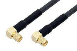 PE3C1732/SP - SMA Male Right Angle to SMA Male Right Angle Low Loss Cable Using LMR-240-UF Coax with HeatShrink and 270 Deg. Clock