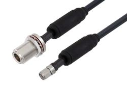 PE3C1779/WP - Waterproof IP68 SMA Male (Plug) to N Female (Jack) Bulkhead Low Loss Cable Using LMR-240 Coax with Times Microwave Components