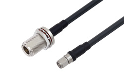PE3C1779LF - N Female Bulkhead to SMA Male Low Loss Cable Using LMR-240 Coax , LF Solder