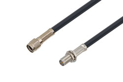 PE3C1866LF - Reverse Polarity SMA Plug to Reverse Polarity SMA Jack Bulkhead Low Loss Cable Using LMR-195 Coax, LF Solder
