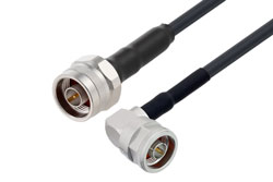 PE3C1879/HS - N Male to N Male Right Angle Low Loss Cable Using LMR-240-UF Coax with HeatShrink