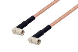 PE3C1909/HS - SMA Male Right Angle to SMA Male Right Angle Low Loss Cable Using PE-P195 Coax with HeatShrink