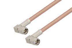 PE3C1909/PH180 - SMA Male Right Angle to SMA Male Right Angle Low Loss Cable Using PE-P195 Coax with 180 Deg. Clock