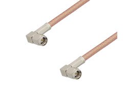 PE3C1909LF - SMA Male Right Angle to SMA Male Right Angle Low Loss Cable Using PE-P195 Coax , LF Solder