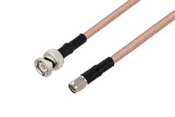 PE3C1929LF/HS - BNC Male to SMA Male Cable Using PE-P195 Coax with HeatShrink, LF Solder