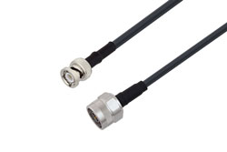 PE3C1934/HS - BNC Male to N Male Low Loss Cable Using LMR-195 Coax with HeatShrink