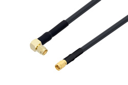 PE3C1952/HS - SMA Male to SMA Male Right Angle Cable Using LMR-240-UF Coax with HeatShrink