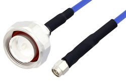  SMA Male to 7/16 DIN Male LSZH Jacketed Cable 100 CM Length Using SR402FLJ Low PIM Coax, RoHS