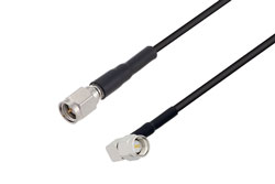 PE3C2082/HS - SMA Male to SMA Male Right Angle Low Loss Cable Using LMR-100 Coax with HeatShrink