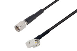 PE3C2082 - SMA Male to SMA Male Right Angle Low Loss Cable Using LMR-100 Coax