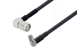 PE3C2100LF - SMA Male Right Angle to TNC Male Right Angle Low Loss Cable Using LMR-240 Coax, LF Solder
