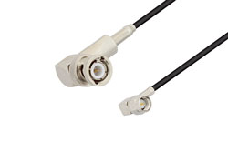 PE3C2126 - SMA Male Right Angle to BNC Male Right Angle Low Loss Cable Using LMR-100 Coax