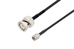 PE3C2229/HS - BNC Male to SMA Male Low Loss Cable Using LMR-100 Coax with HeatShrink