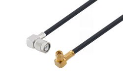 PE3C2252LF/SP1 - TNC Male Right Angle to SMA Male Right Angle Low Loss Cable Using LMR-240 Coax with 90 Deg. Clock, LF Solder
