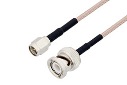 PE3C2360LF/HS - SMA Male to BNC Male Cable Using RG316 Coax with HeatShrink, LF Solder