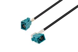 PE3C2391 - Water Blue FAKRA Jack to FAKRA Jack Right Angle Low Loss Cable Using PE-C100-LSZH Coax
