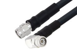 PE3C2517LF/HS - TNC Male Right Angle to TNC Male Low Loss Cable Using LMR-400-UF Coax With Times Microwave Components with HeatShrink, LF Solder
