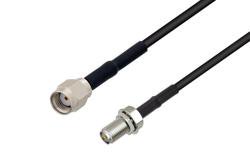PE3C2563/HS - Reverse Polarity SMA Plug to Reverse Polarity SMA Jack Bulkhead Low Loss Cable Using LMR-100 Coax with HeatShrink