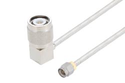 PE3C2630 - Passivated Stainless Steel SMA Male to TNC Male Right Angle Cable Using PE-SR402FL Coax