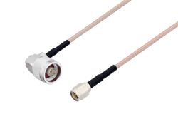 PE3C2684/HS - N Male Right Angle to SMA Male Cable Using RG316 Coax with HeatShrink