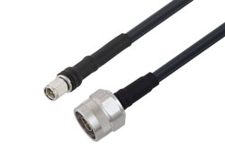 PE3C2801/HS - SMA Male to N Male Low Loss Cable Using PE-C240 Coax With Times Microwave Parts with HeatShrink