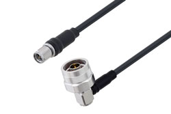 PE3C2860 - SMA Male to N Male Right Angle Low Loss Cable Using LMR-195 Coax with Times Microwave Components