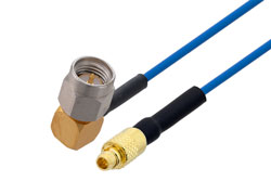 PE3C2878/HS - SMA Male Right Angle to MMCX Plug Cable Using PE-P047 Coax with HeatShrink