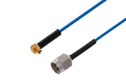 PE3C2887 - Mini SMP Female Right Angle to SMA Male Cable Using PE-P047 Coax
