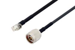 PE3C2904/HS - Reverse Polarity SMA Plug Right Angle to N Male Low Loss Cable Using LMR-195 Coax with HeatShrink