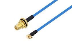PE3C2939 - Reverse Polarity SMA Jack Bulkhead to MMCX Plug Right Angle Cable Using PE-P086 Coax