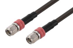PE3C3055LF/RD - SMA Male to SMA Male Low Loss Cable Using LMR-195 Coax With Times Microwave Components, Red Heat Shrink Indicator , LF Solder