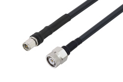 PE3C3076/HS - SMA Male to TNC Male Low Loss Cable Using LMR-240-UF Coax with Times Microwave Components with HeatShrink