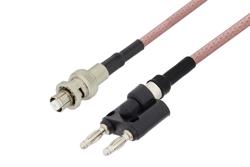 PE3C3128/HS - SHV Plug to Banana Plug Cable Using RG142 Coax with HeatShrink