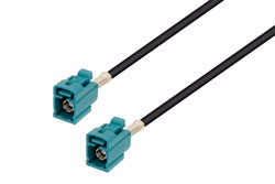 PE3C3156LF - Water Blue FAKRA Jack to FAKRA Jack Low Loss Cable Using LMR-100 Coax , LF Solder