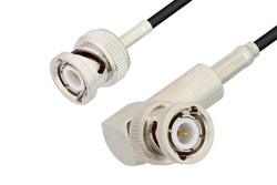 PE3C3202 - BNC Male to BNC Male Right Angle Cable Using PE-C100-LSZH Coax