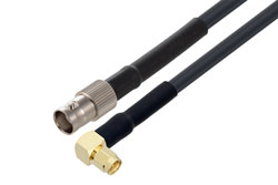 PE3C3323/HS - BNC Female to SMA Male Right Angle Low Loss Cable Using LMR-240 Coax with HeatShrink