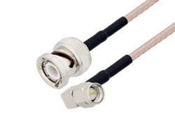 PE3C3350/HS - SMA Male Right Angle to BNC Male Cable Using RG316 Coax with HeatShrink