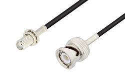 PE3C3411 - SMA Female Bulkhead to BNC Male Cable Using RG174 Coax