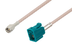 PE3C3493LF - SMA Male to Water Blue FAKRA Jack Cable Using RG316-DS Coax , LF Solder