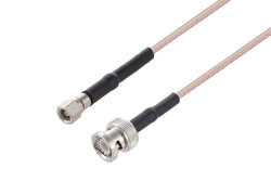 PE3C3511LF/HS - SMC Plug to BNC Male Cable Using RG316-DS Coax with HeatShrink, LF Solder