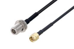 PE3C3569/HS - N Female Bulkhead to SMA Male Low Loss Cable Using LMR-200 Coax with HeatShrink