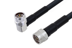 PE3C3643/HS - N Male to N Male Right Angle Cable Using LMR-400-UF Coax with HeatShrink
