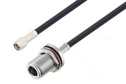 PE3C3699LF - SMA Male to N Female Bulkhead Cable Using LMR-195 Coax , LF Solder
