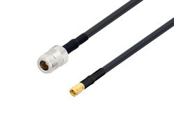 PE3C3717/HS - N Female to SMA Male Cable Using LMR-240-UF Coax with HeatShrink
