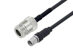 PE3C3768LF/HS - SMA Male to N Female Low Loss Cable Using LMR-195 Coax with HeatShrink, LF Solder
