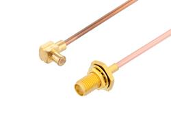 PE3C3797 - SMA Female Bulkhead to MCX Plug Right Angle Cable Using RG405 Coax
