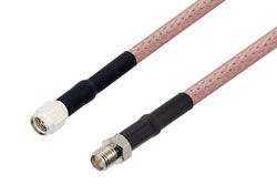 PE3C3868/HS-60 - SMA Male to Reverse Polarity SMA Female Cable Using RG142 Coax with HeatShrink in 60 Inch